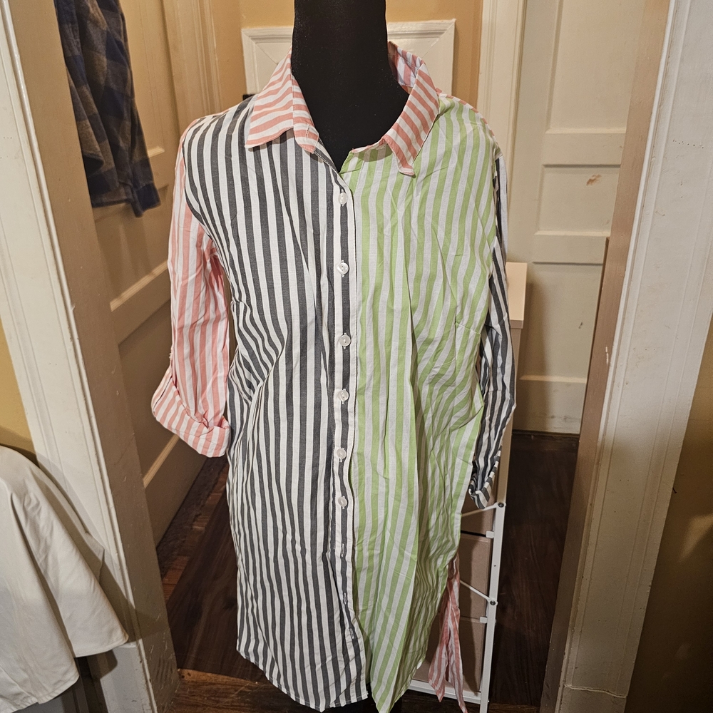 Thread Story Used Striped Button-Up Shirt